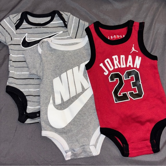 Nike Other - ❌SOLD❌NWOT Nike baby onsies grey red black white size 3-6m